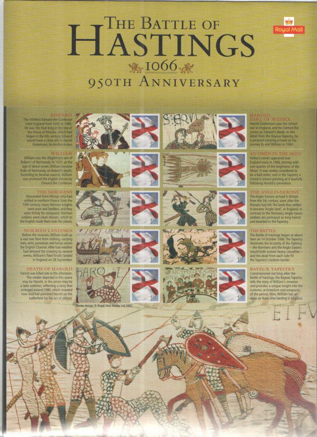 (image for) CS33 2016 Battle of Hastings Royal Mail Commemorative Sheet - Click Image to Close